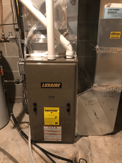 Heating service on Luxaire furnace in Princeton and Zimmerman